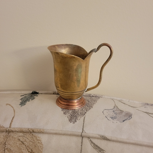 Vintage Mini 3.5" Copper and Brass Creamer - Picture 1 of 7